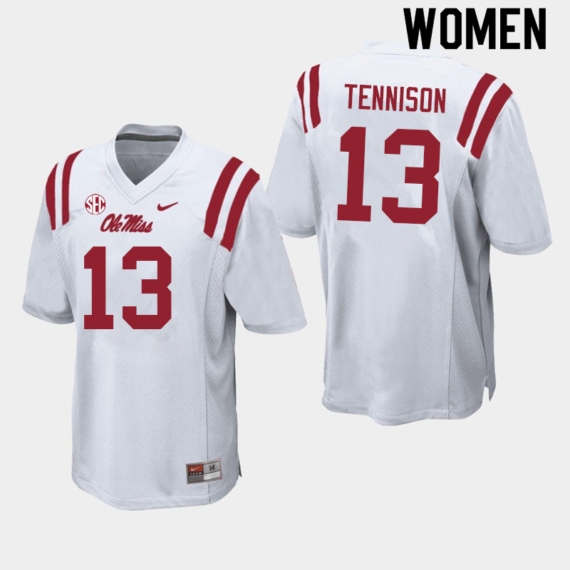 Ladarius Tennison Ole Miss Rebels NCAA Women's White #13 Stitched Limited College Football Jersey SVU1358FB